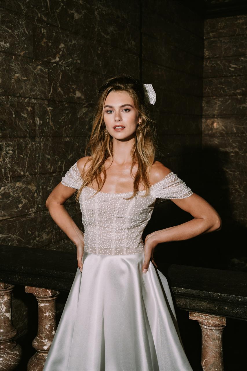 Taft En Tule Korte Trouwjurk Party Dress Bruidsjurk Kort Calypso3