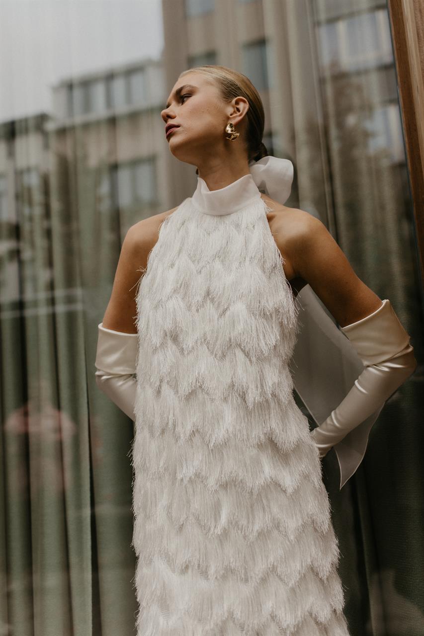 Taft En Tule Korte Trouwjurk Party Dress Bruidsjurk Kort Geminis1