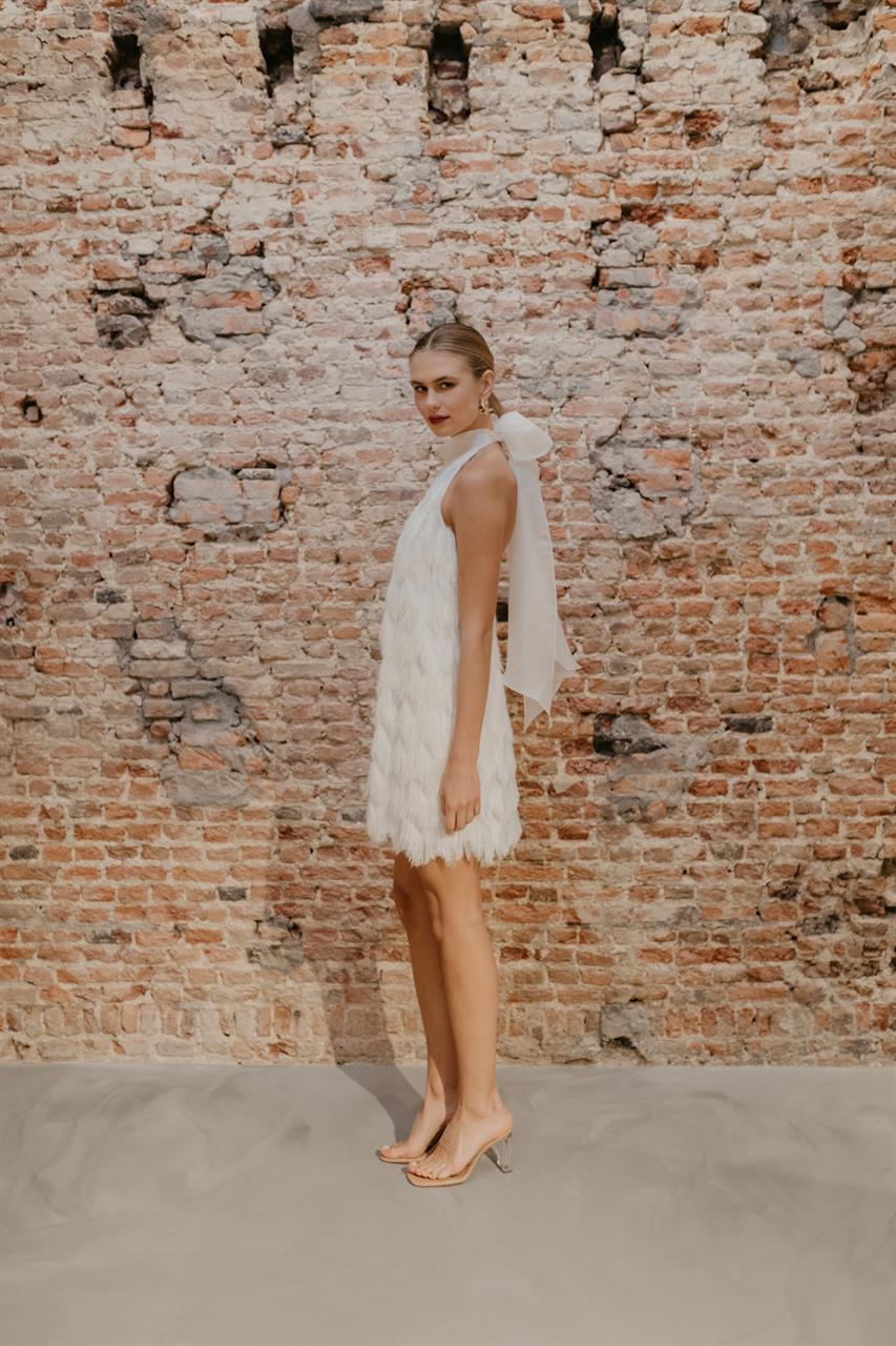 Taft En Tule Korte Trouwjurk Party Dress Bruidsjurk Kort Geminis4