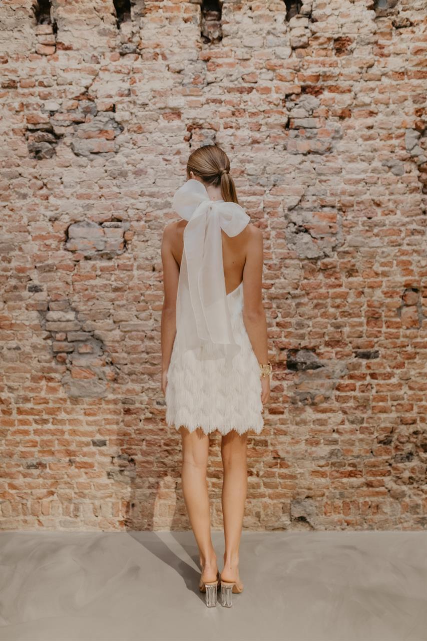 Taft En Tule Korte Trouwjurk Party Dress Bruidsjurk Kort Geminis5